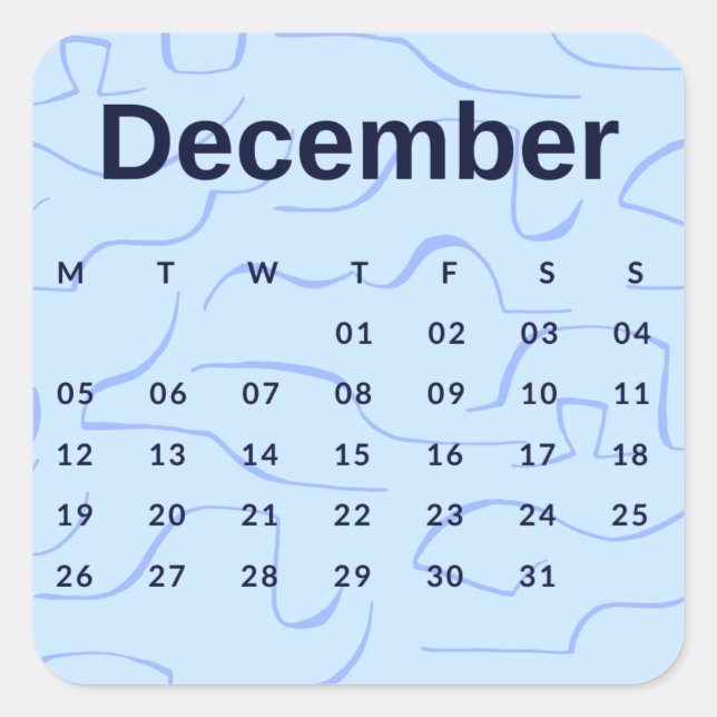 Pegatina Cuadrada Pegatinas mes del año - December (S'K) *2022 (Anverso)