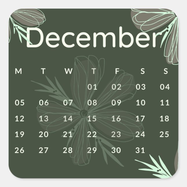 Pegatina Cuadrada Pegatinas mes del año - December (S'L) *2022 (Anverso)