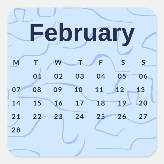 Pegatina Cuadrada Pegatinas mes del año - February (S'K)*2022 (Anverso)