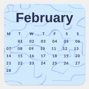 Pegatina Cuadrada Pegatinas mes del año - February (S'K)*2022