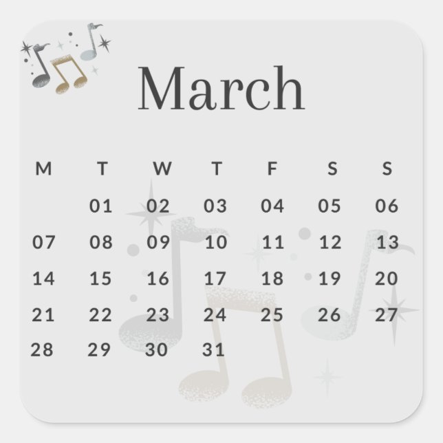 Pegatina Cuadrada Pegatinas mes del año - March (S'I) *2022 (Anverso)