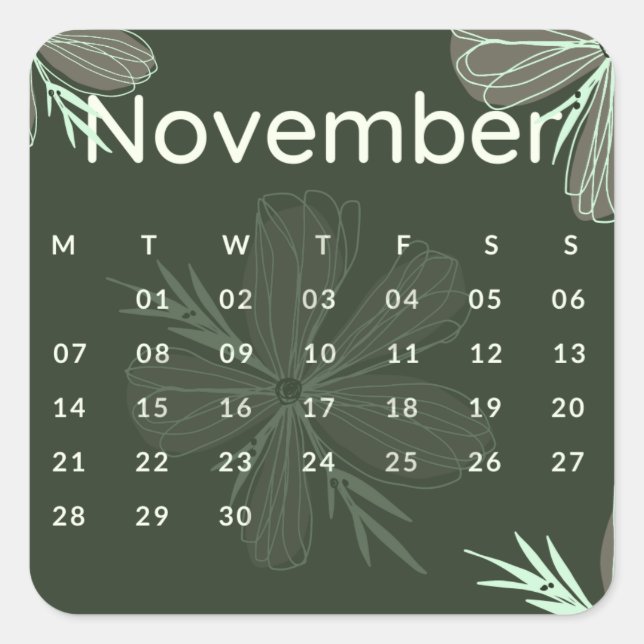 Pegatina Cuadrada Pegatinas mes del año - November (S'L) *2022 (Anverso)