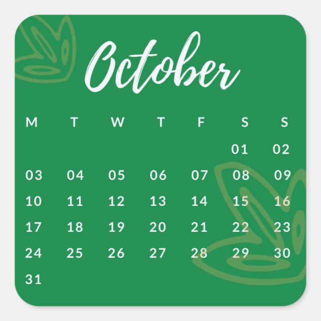 Pegatina Cuadrada Pegatinas mes del año - October (S'G) *2022 (Anverso)
