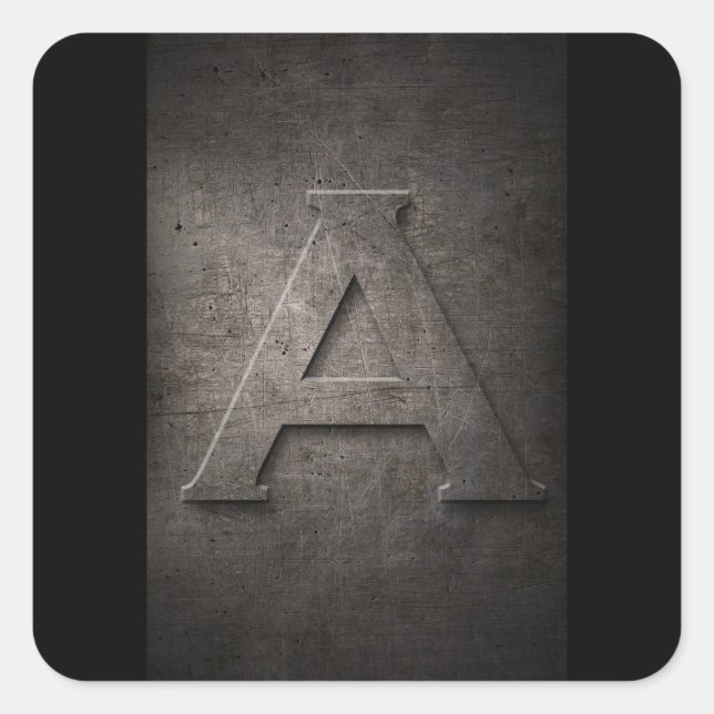 Pegatina Cuadrada Pegatinas Metalizado de monogramas (Anverso)