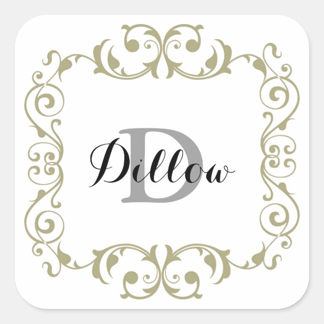 Pegatina Cuadrada Pegatinas Monogramas Gold (Anverso)