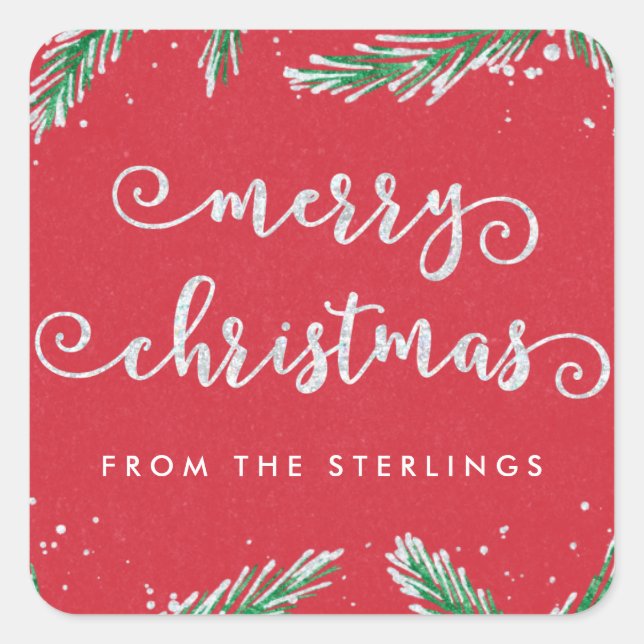 Pegatina Cuadrada Pegatinas navideñas personalizadas rojas | Purpuri (Anverso)