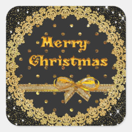 Pegatina Cuadrada Pegatinas navideños Black and Gold Merry