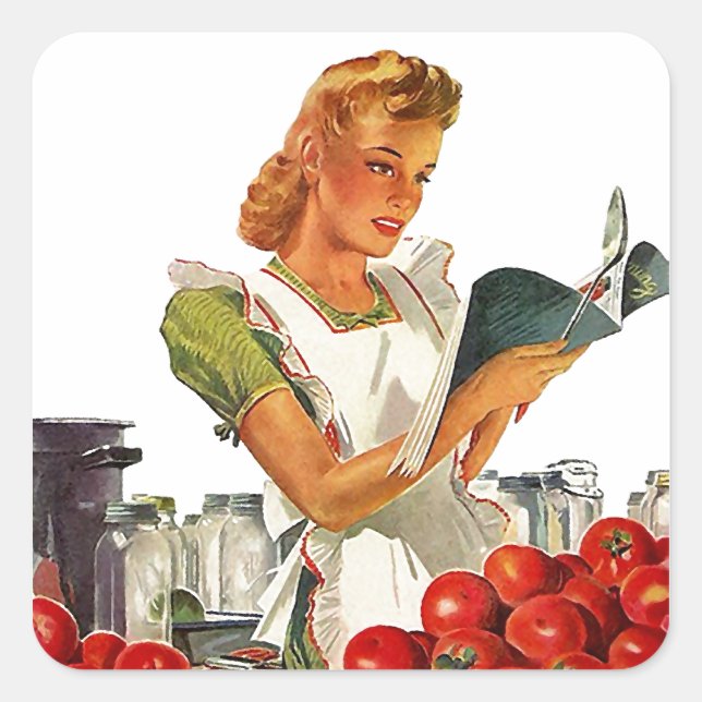 Pegatina Cuadrada Pegatinas Notas Canning Jar Square Gifts Kitchen (Anverso)