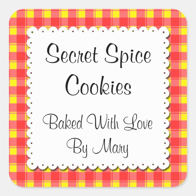 Pegatina Cuadrada Pegatinas Personalizados de aguijón rojo amarillo (Anverso)