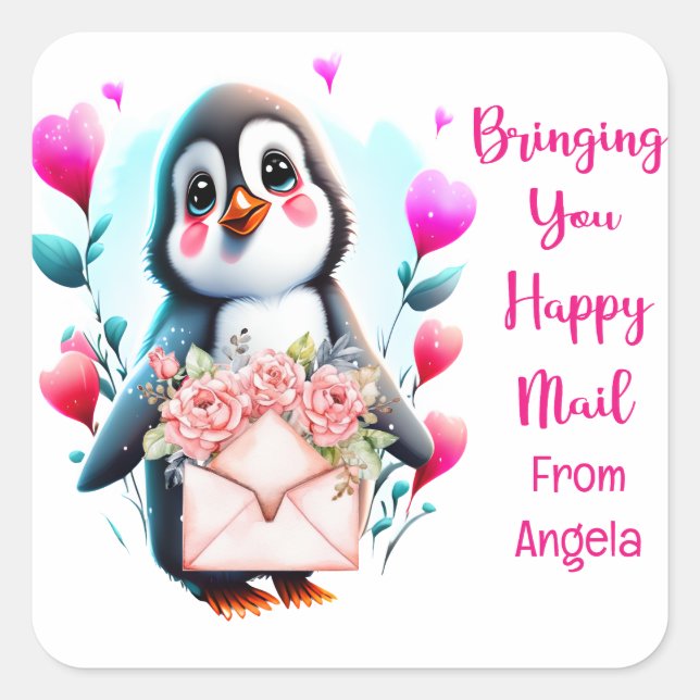 Pegatina Cuadrada Pegatinas personalizados de Happy Mail (Anverso)