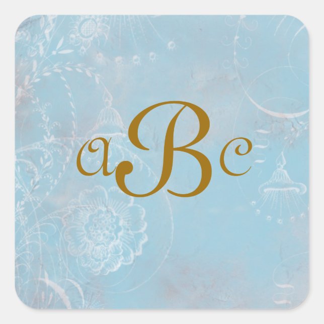 Pegatina Cuadrada Pegatinas personalizados de la tela azul francesa  (Anverso)