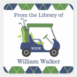 Pegatina Cuadrada Pegatinas personalizados de Marina y Golf Verde