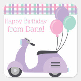 Pegatina Cuadrada Pegatinas personalizados de Scooters y Plaid