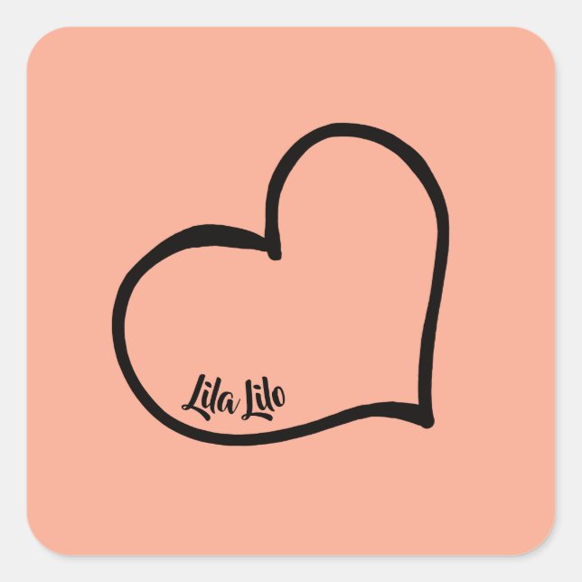 Pegatina Cuadrada Pegatinas personalizados del corazón (Anverso)