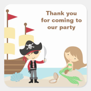 Pegatina Cuadrada Pegatinas piratas y sirenas