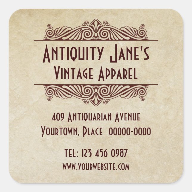 Pegatina Cuadrada Pegatinas promocionales de pergamino de estilo Art (Anverso)