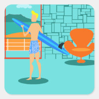 Pegatinas Retro Surfer Dude
