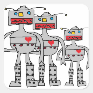 Pegatina Cuadrada Pegatinas Robot