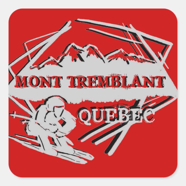 Pegatina Cuadrada Pegatinas rojos del logo de Mont Tremblant Quebec  (Anverso)