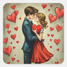 Pegatina Cuadrada Pegatinas Románticas