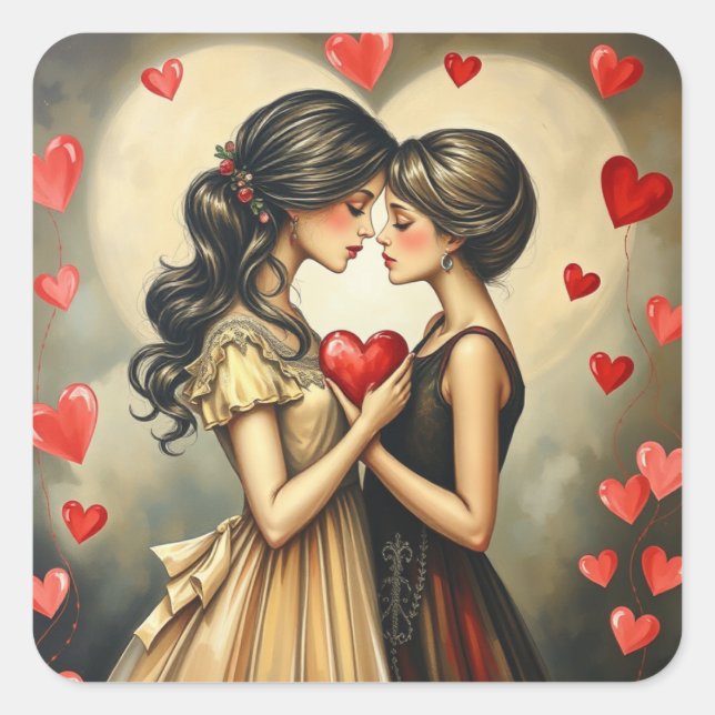 Pegatina Cuadrada Pegatinas románticas (Anverso)