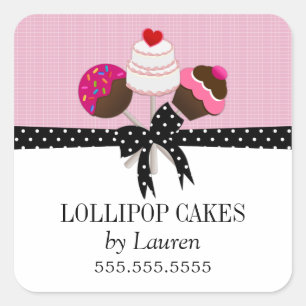 Pegatina Cuadrada Pegatinas rosados Cake Pops