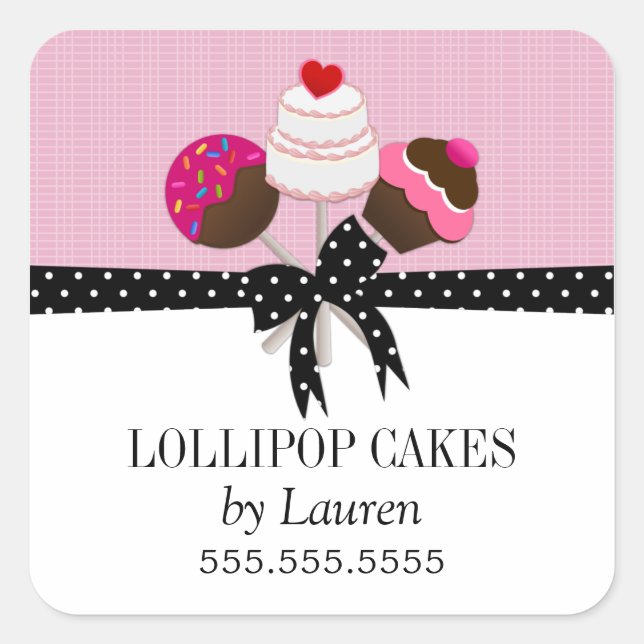 Pegatina Cuadrada Pegatinas rosados Cake Pops (Anverso)