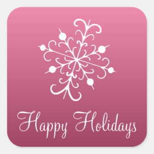 Pegatina Cuadrada Pegatinas rosados de copos de nieve