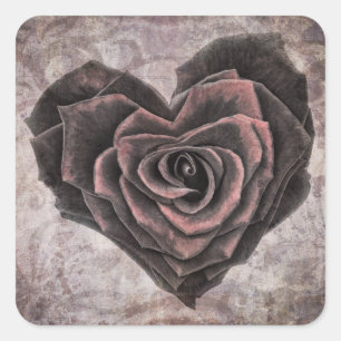 Pegatina Cuadrada pegatinas rosas de corazón gótico
