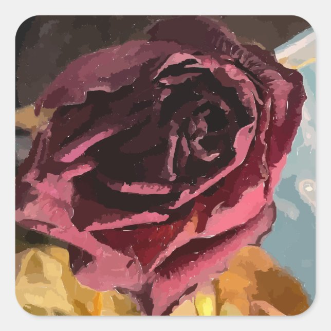 Pegatina Cuadrada Pegatinas Rosas secos (Anverso)