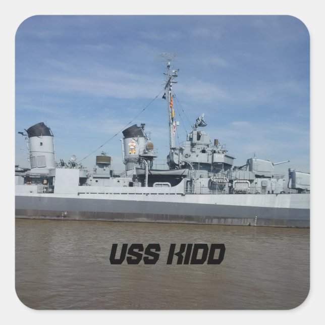 PEGATINA CUADRADA PEGATINAS USS KIDD (Anverso)