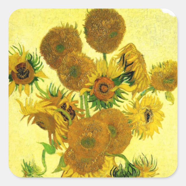 Pegatina Cuadrada Pegatinas Van Gogh Sunflowers (Anverso)