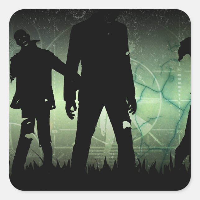Pegatina Cuadrada Pegatinas Zombie Apocalypse con problemas (Anverso)