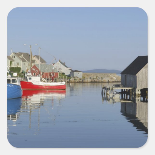 Pegatina Cuadrada Peggy's Cove, Nueva Escocia, Canadá (Anverso)