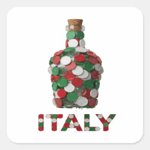 Pegatina cuadrada pelable de plata ITALIA