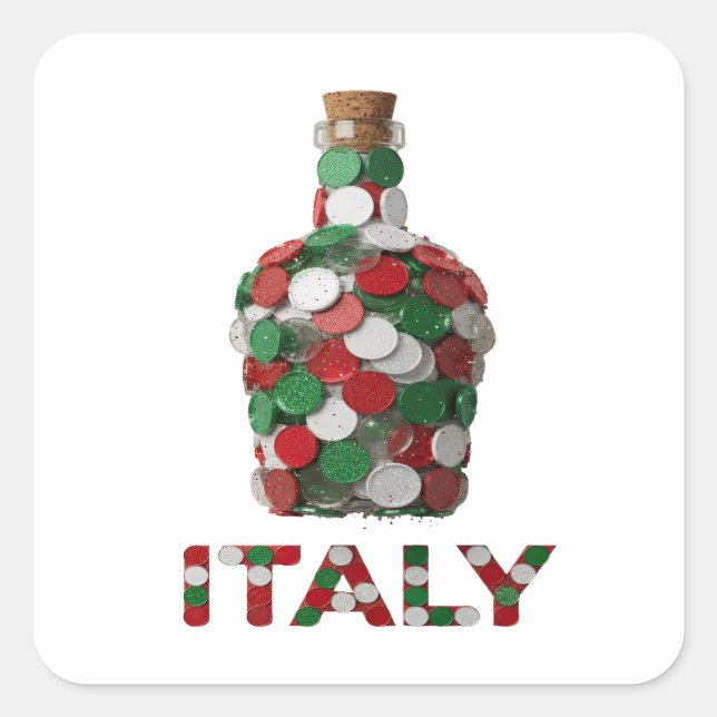 Pegatina cuadrada pelable de plata ITALIA (Anverso)