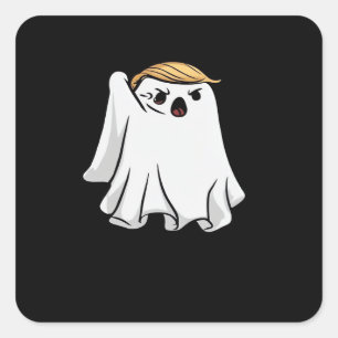 Pegatina Cuadrada Pelea divertida Trumpkin de Halloween
