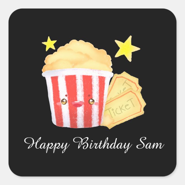 Pegatina Cuadrada Película Noche De Cine Y Entradas (Anverso)