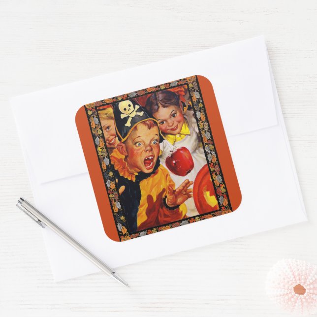 Pegatina Cuadrada Peligros de reducción de Apple (Sobre)