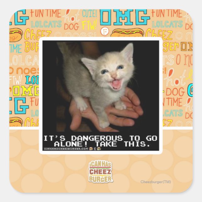 Pegatina Cuadrada Peligroso (Anverso)