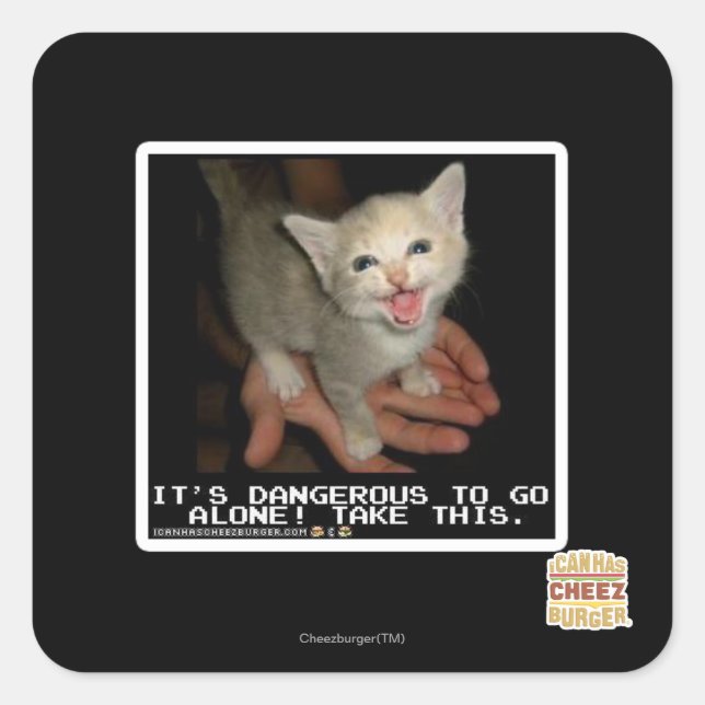 Pegatina Cuadrada Peligroso (Anverso)