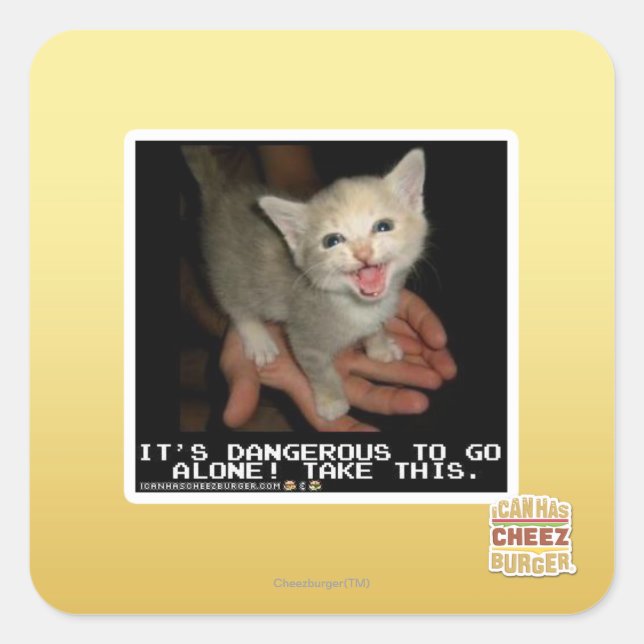 Pegatina Cuadrada Peligroso (Anverso)