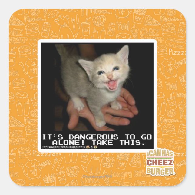 Pegatina Cuadrada Peligroso (Anverso)