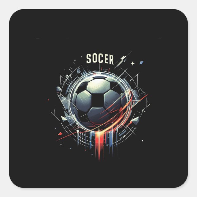 Pegatina Cuadrada pelota de fútbol (Anverso)