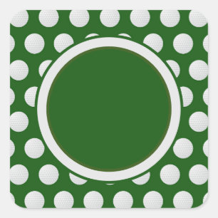Pegatina Cuadrada Pelota de golf por todas partes sobre fondo verde