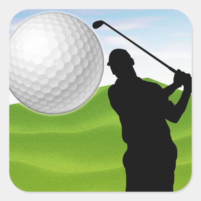 Pegatina Cuadrada Pelota de golf que viene a ti (Anverso)