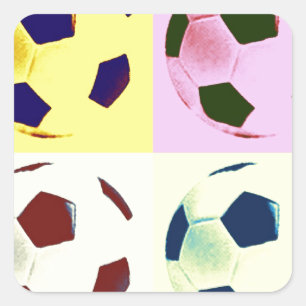 Pegatina Cuadrada Pelotas de fútbol de arte pop