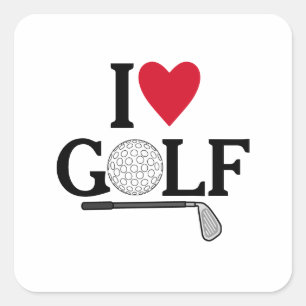 Pegatina Cuadrada Pelotas de Golf personalizables que amo