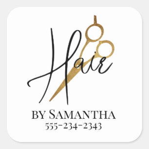 Pegatina Cuadrada Peluquero Personalizado Estilista de Cabello Salón