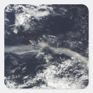 Pegatina Cuadrada Penacho de las colinas de Soufriere, Montserrat de